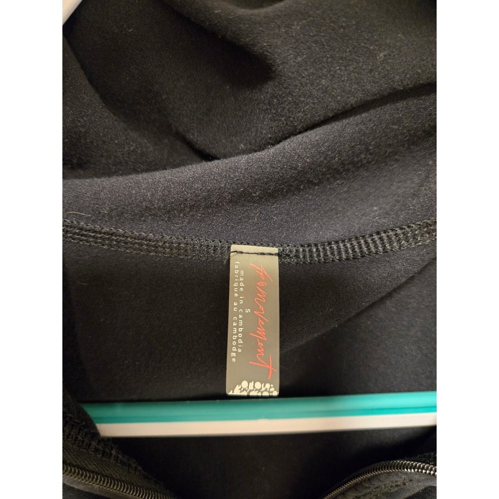 FP Movement Free People Ruched Zip Up Jacket Black Thumbhole Watch Cutout Small - Picture 2 of 8